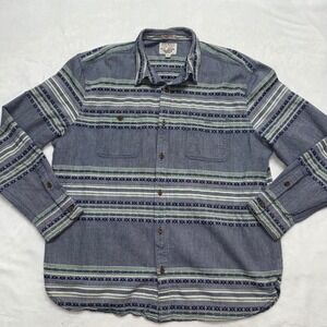 Lucky‎ Brand Western Rodeo California Fit Button Up Blue White Green XXL 2XL